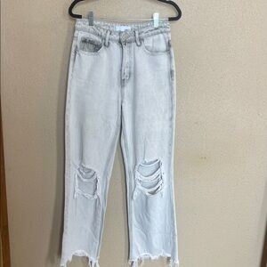 VERVET BY FLYING MONKEY Light Gray High-Rise Straight Leg Jeans